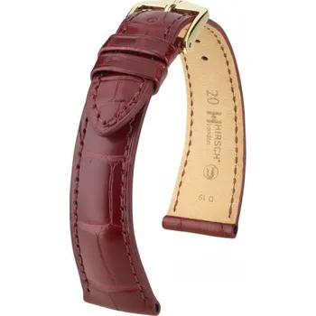 Řemínek na hodinky Kožený řemínek Hirsch London L 04207069-1, červený, aligátoří kůže, délka L, Quick Release - 19 mm