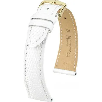 Řemínek na hodinky Kožený řemínek Hirsch London M 04266100-1, bílý, ještěrčí kůže, délka M, Quick Release - 16 mm