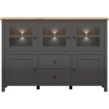 Knihovna HESEN vitrína KOM3W2D2S/13/19, grafit/dub artisan