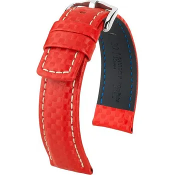 Módní doplněk Kožený řemínek Hirsch Carbon L 02592020-2, červený, teletina, délka L, Quick Release