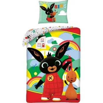 Povlečení Halantex Povlečení ve vaku králíček Bing/duha 140 x 200, 70 x 90 cm zipový uzávěr