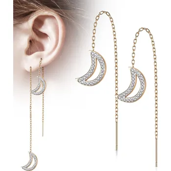 Náušnice Šperky4U Zlacené provlékací ocelové náušnice - měsíc - OPN1827-RD