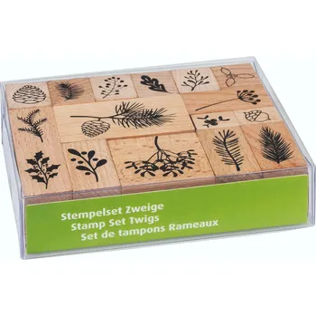 Dětské razítko Heyda Dřevěná sada razítek 16 ks Větvičky