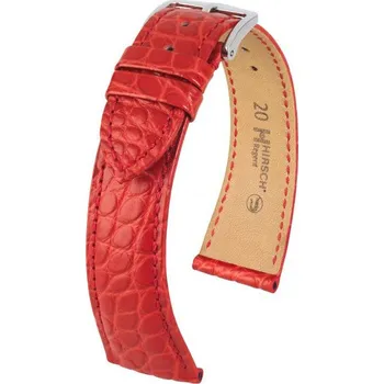 Módní doplněk Kožený řemínek Hirsch Regent L 04107029-2, červený, aligátoří kůže, délka L, Quick Release - 20 mm