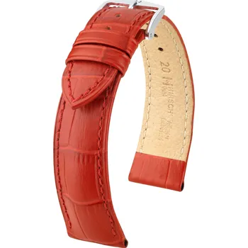 Řemínek na hodinky Kožený řemínek Hirsch Duke M 01028120-2, červený, teletina, délka M, Quick Release - 22 mm