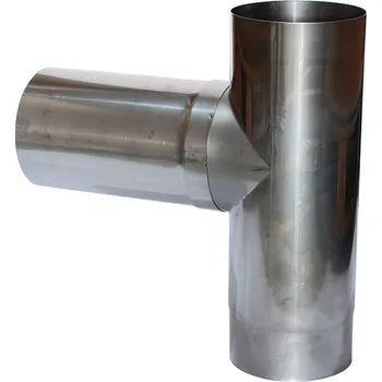 Kouřovod Připojovací díl nerez 90° - T Ø 140mm, tl. 0,6mm Připojovací díl nerez 90° - T Ø 140mm, tl. 0,6mm