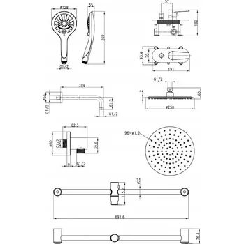 Vodovodní baterie Cersanit Moduo - podomítkový sprchový set, chrom, S952-011
