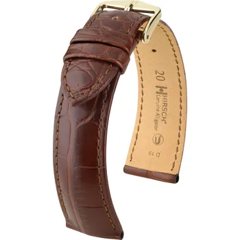 Módní doplněk Kožený řemínek Hirsch Genuine Alligator M 10200719-1, hnědý, aligátoří kůže, délka M, Quick Release