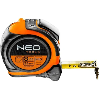 metr NEO TOOLS Ocelový svinovací 8 m, oboustranný potisk, NYLON