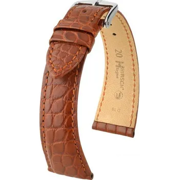 Řemínek na hodinky Kožený řemínek Hirsch Regent L 04107079-2, oranžový, aligátoří kůže, délka L, Quick Release - 20 mm