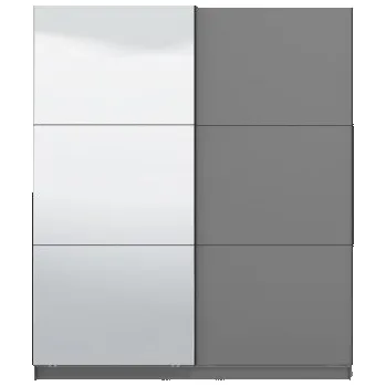 Šatní skříň Šatní skříň s posuvnými dveřmi a zrcadlem Catalina 180 - šedá