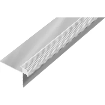 Stavební profil AP43/3 schodová lišta samolepící ACARA, hliník elox stříbro, 30x40 mm, 2,7 m, 5,5 mm