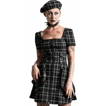 Dámské šaty šaty dámské KILLSTAR - Grave Rebellion - ASH TARTAN - 4XL