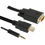 Kabel GoGEN HDMI / VGA vč. Jack 3,5mm, 1,5m, pozlacený - černý