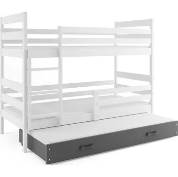 Postel BMS GROUP Patrová postel s přistýlkou ERYK 3 80x160 cm, bílá/grafitová (Volba matrace: Pěnová matrace)