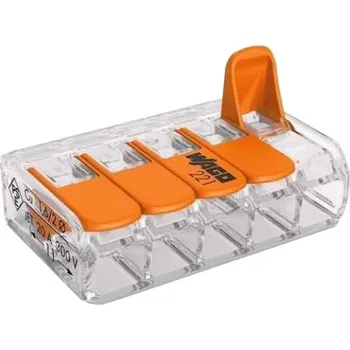 Svorka Wago 221-415, 5x0,24-4mm2 s páčkou