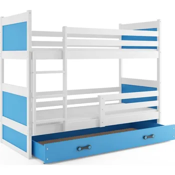 BMS GROUP Patrová postel RICO 80x190 cm, bílá/modrá (Volba matrace: Pěnová matrace)