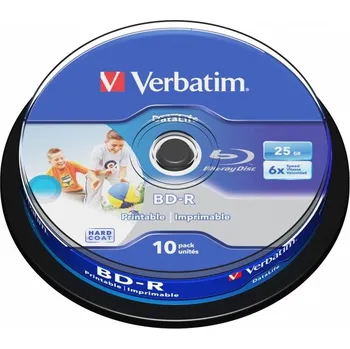 Optické médium Disk Verbatim BD-R SL 25GB, 6x, Printable 10-cake