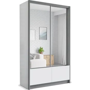 Šatní skříň Arkos Šatní skříň Luis 120, v217 x š124 x h62cm, bílá, šedá / bílá, lamino