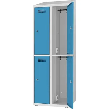 Skříň na dobíjení elektrického nářadí a elektroniky, 4 schránky, v x š x h: 1800x800x500 mm, dveře modré RAL5012