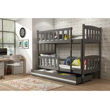 Postel BMS GROUP Patrová postel KUBUS 90x200 cm, grafitová/bílá (Volba matrace: Pěnová matrace)