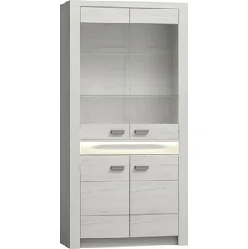 Policová skříň Tempo Kondela Vitrína, jasan bílý, INFINITY I-03