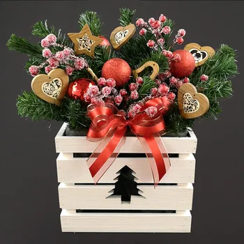 Květináč AMADEA Dřevěný květináč se stromečkem bílý