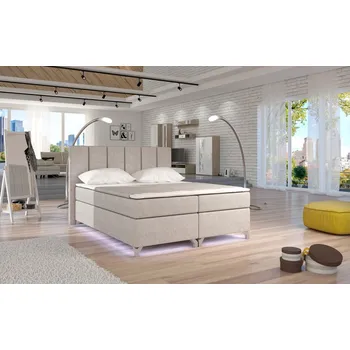 Ložnice EltapMeble Postel Basilio Boxspring 160x200 cm s barevným LED podsvícením - Dora 21 (barva potahu)