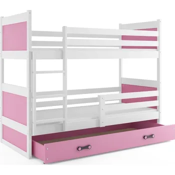 BMS GROUP Patrová postel RICO 80x190 cm, bílá/růžová (Volba matrace: Pěnová matrace)