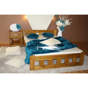 Postel Maxi-Drew Postel Nikola 120x200 z masivu borovice + rošt (Barva dřeva: Dub)