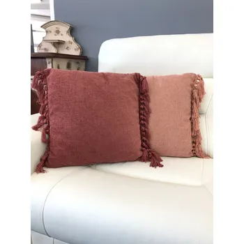Dekorativní polštářek Žakárový polštář s třásněmi Barva: Meruňová