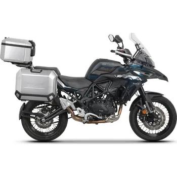 Zavazadlo na motocykl Kompletní sada černých hliníkových kufrů SHAD TERRA BLACK , 48L topcase 36L/47L boční kufry, včetně montážní sady a plotny SHAD BENELLI TRK 502X