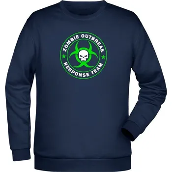 Pánská mikina Mikina Zombie Outbreak Response Team Skull - námořní modrá