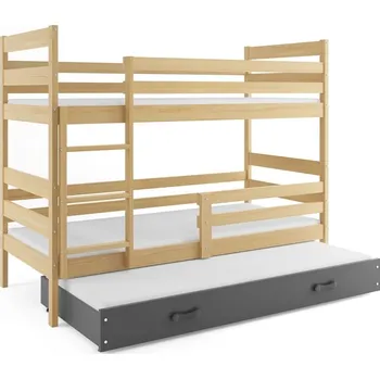 Postel BMS GROUP Patrová postel s přistýlkou ERYK 3 80x160 cm, borovice/grafitová (Volba matrace: Pěnová matrace)