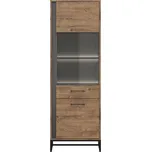 LUTON vitrína REG1D1W/20/7/P + LED, grafit/dub ribbeck