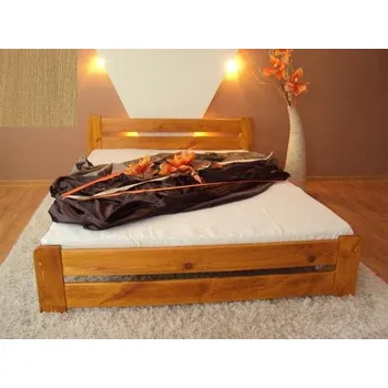 Postel Maxi-Drew Postel z masivu Eureka 160x200 borovice + rošt (Barva dřeva: Dub)