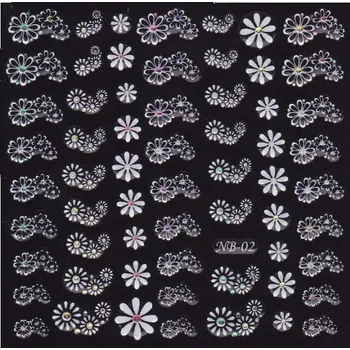 NehtyShop 3D Bílé nálepky s barevným kamínkem