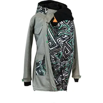 Přeprava dětí Shara Softshellový KABÁT jaro/podzim - přední nošení Velikost: M, Vzor: šedá žíhaná,graffiti