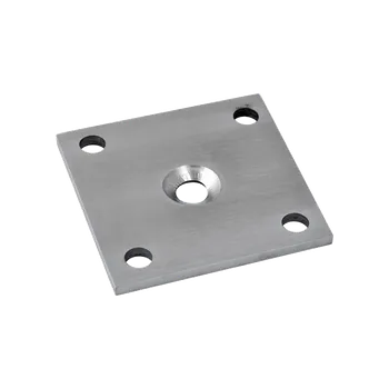 Kotevní deska (92x92x6 mm) na dřevěný sloup 40x40 mm, otvor ø 25 mm, broušená nerez K320 / AISI304