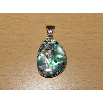 Drahý kámen Paua mušle - přívěsek - v kovovém rámečku - kpmp33