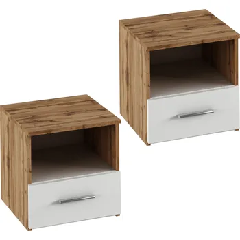 Nábytek Tempo Kondela Noční stolek, 2 ks, dub Wotan / bílá, GABRIELA