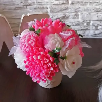 umělá květina Mýdlová kytica S - růžově-bíla