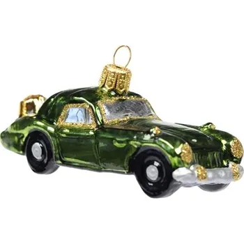 Vánoční ozdoba Vánoční ozdoba autíčko zelené se dvěma dárky