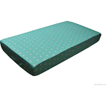 Prostěradlo do postýlky bavlněné na gumu 120x60 cm HVĚZDY na MENTOLOVÉM