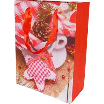 Dárková taška Dárková taška malá vánoční se třpytkami (0090H)