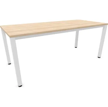 Psací stůl Stůl kancelářský, rovný, podnoží hranaté, bílé, barva akácie, š x h: 1800 x 800 mm