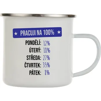 Sada nádobí Plechový hrnek - Pracuji na 100%