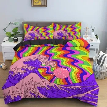 Povlečení Čína Krásně barevné 3-dílné ložní povlečení s 3D motivy Varianta: set 08, Velikost: Double: 210*210 cm + 50*75 cm