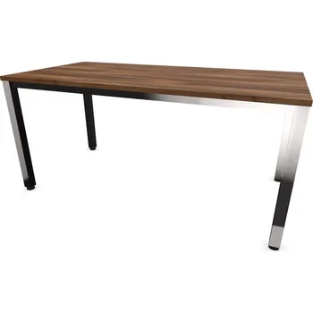 Psací stůl Stůl kancelářský, rovný, podnoží hranaté, lesklé, barva ořech, š x h: 1600 x 800 mm
