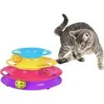 Flamingo interaktivní hračka pro kočku patrový kolotoč s míčky 26 x 13 cm žlutý,růžový,